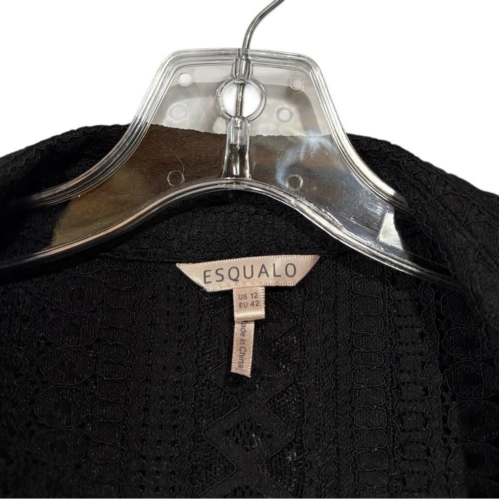 ESQUALO, Black Lace Button-Up Blouse, Stretch, Size US 12 - Picture 3 of 9